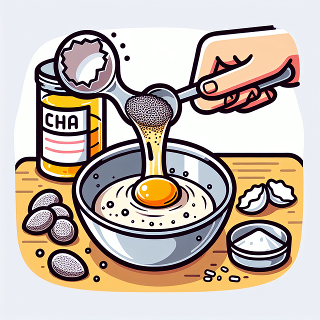 chia egg being added to a baking mixture