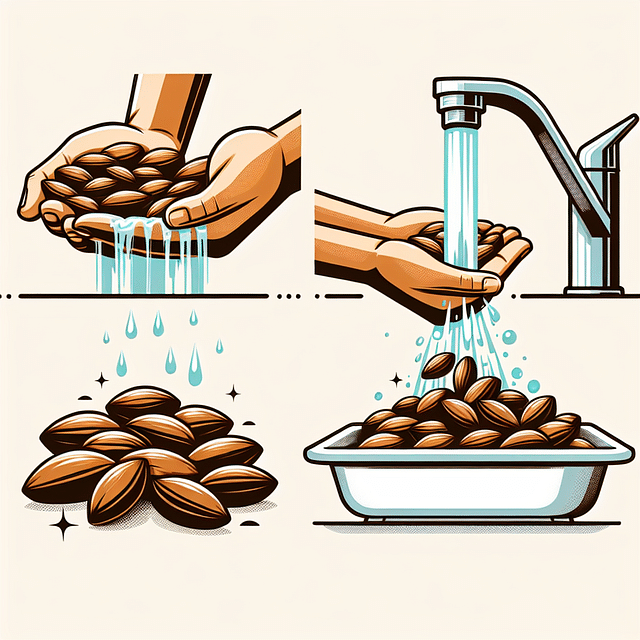 washing jackfruit seeds under running water