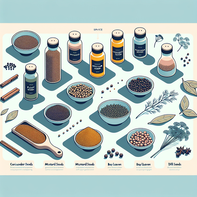 assortment of whole spices for pickling mix