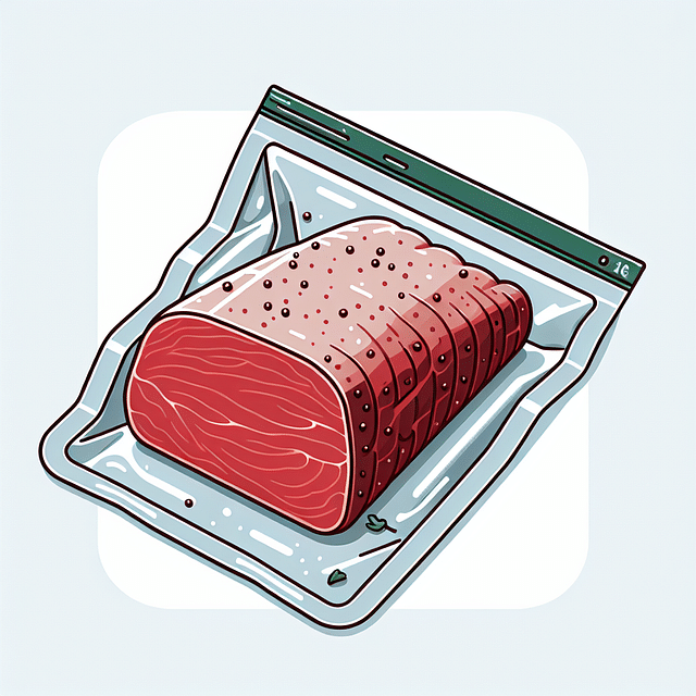 cooked corned beef in a vacuum seal bag