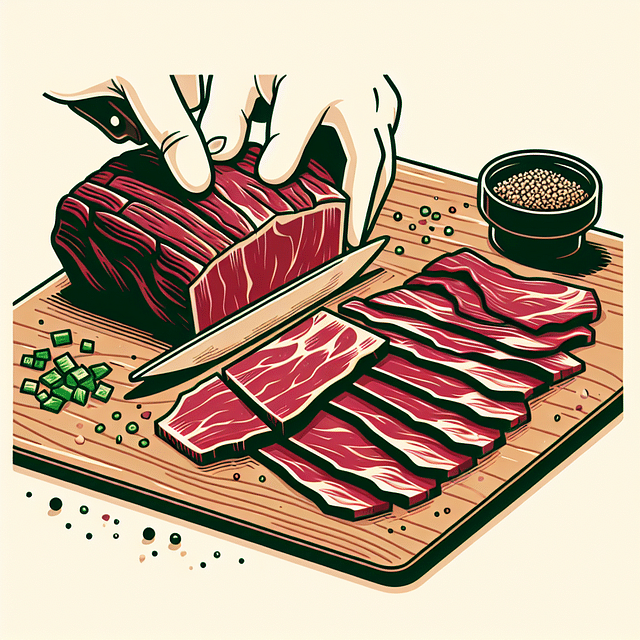 sliced corned beef on a cutting board