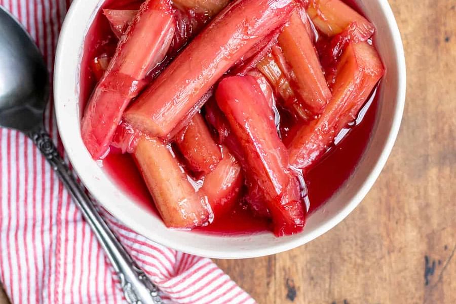 Poached Rhubarb with Yogurt Dessert