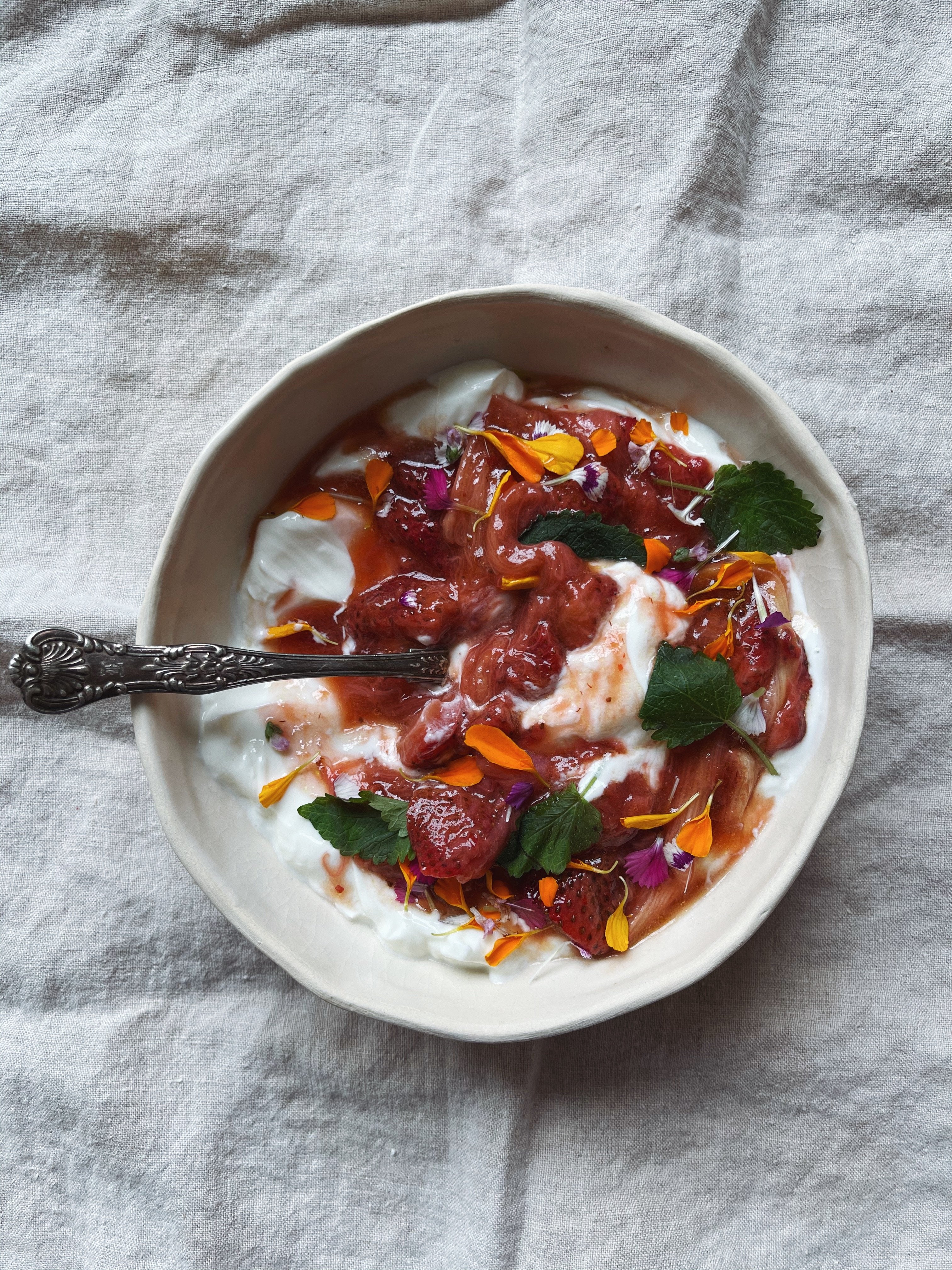 Roasted Rhubarb Goat Cheese