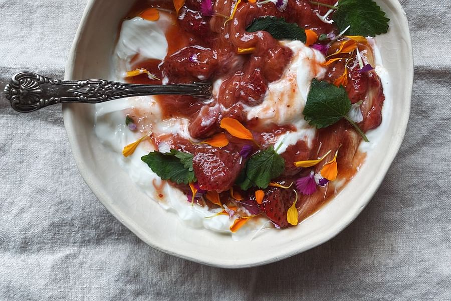 Roasted Rhubarb Goat Cheese